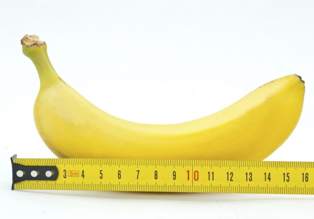 banánové měření symbolizuje měření penisu po operaci zvětšení